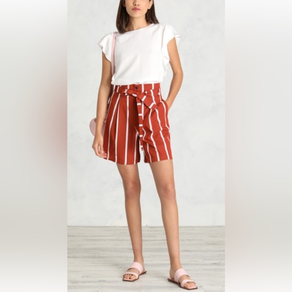 Weekend Max Mara Pants - Weekend MaxMara Label-cut Brown Strips Shorts Size:IT42. US4/6 Good Condition